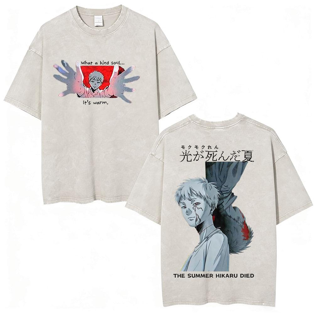 Vintage Washed Anime The Summer Hikaru Died TShirt Hikaru Yoshiki Fashion Harajuku Tshirts Mens Women Cotton Casual T Shirts
