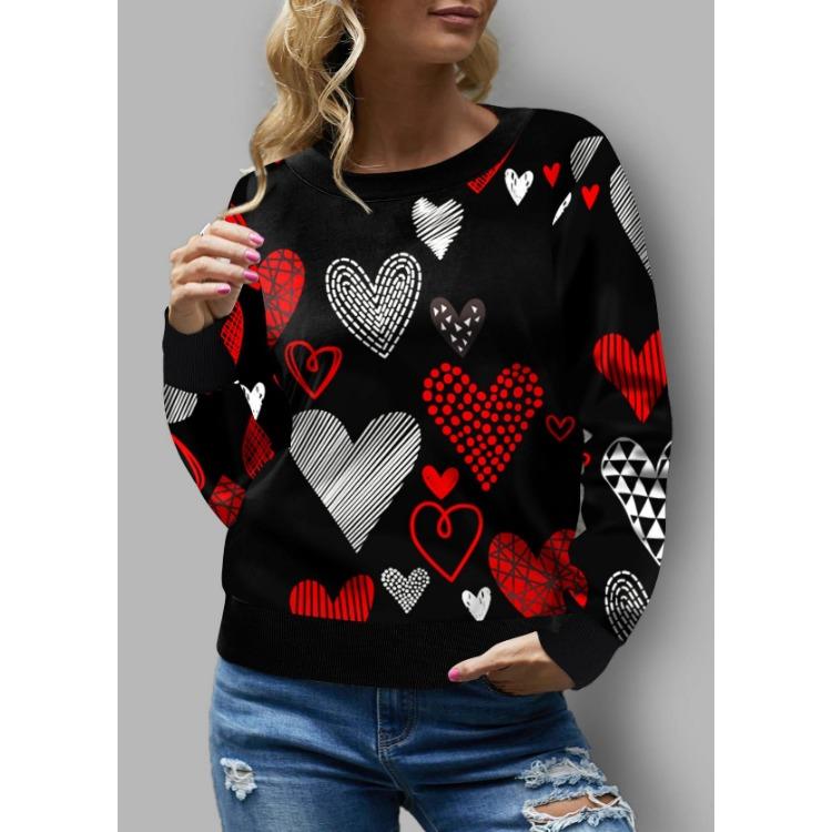 Spring and Autumn Women's Blouse Tie-Dye Printed Top Round Neck Plug Long Sleeve Casual Loose Sweatshirt