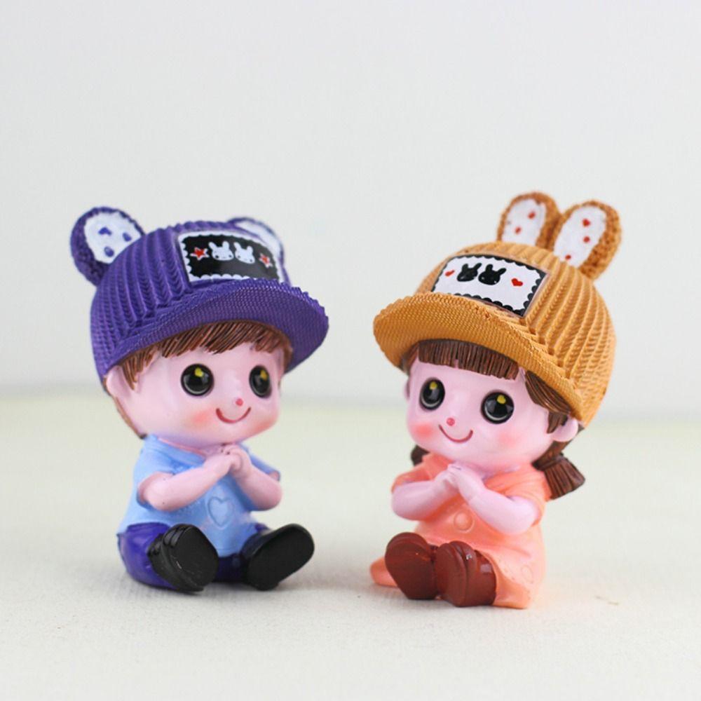 2PCS Hand Made Home Cute Elf Doll Love Doll Cartoon Elf Model Toy  Automotive Interior Decoration