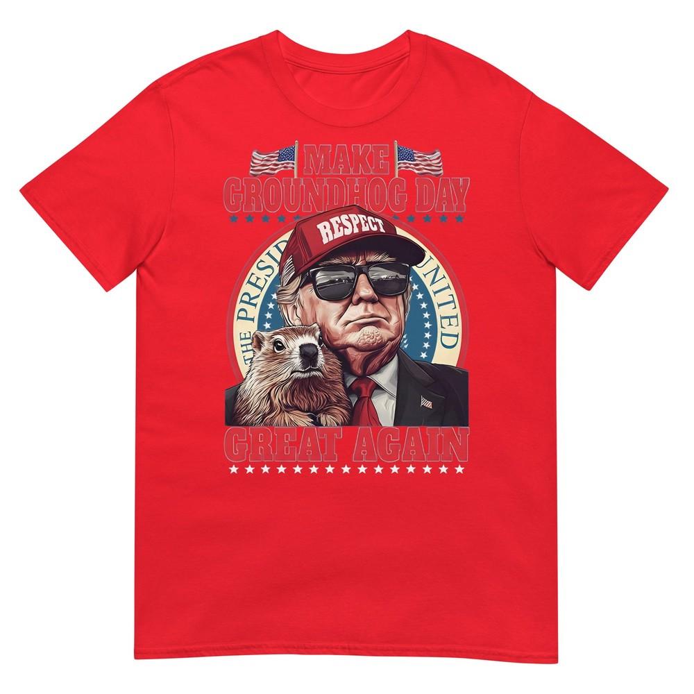 Make Groundhog Day Great Again Funny Trump Holding Groundhog Tshirt S