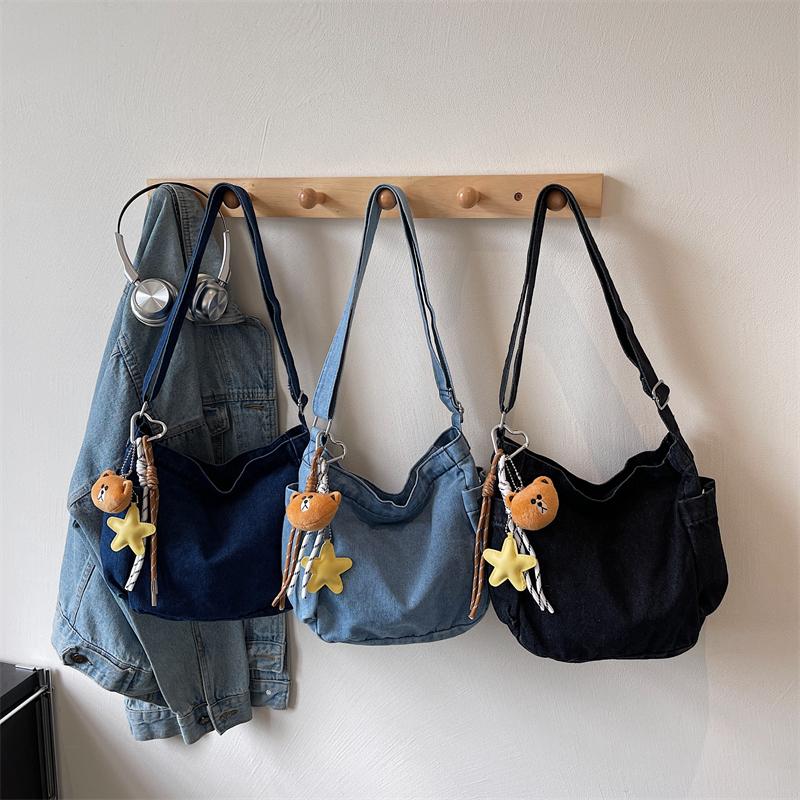 Denim-Umhängetasche mit großer Kapazität Damen Retro Pendler Umhängetasche
