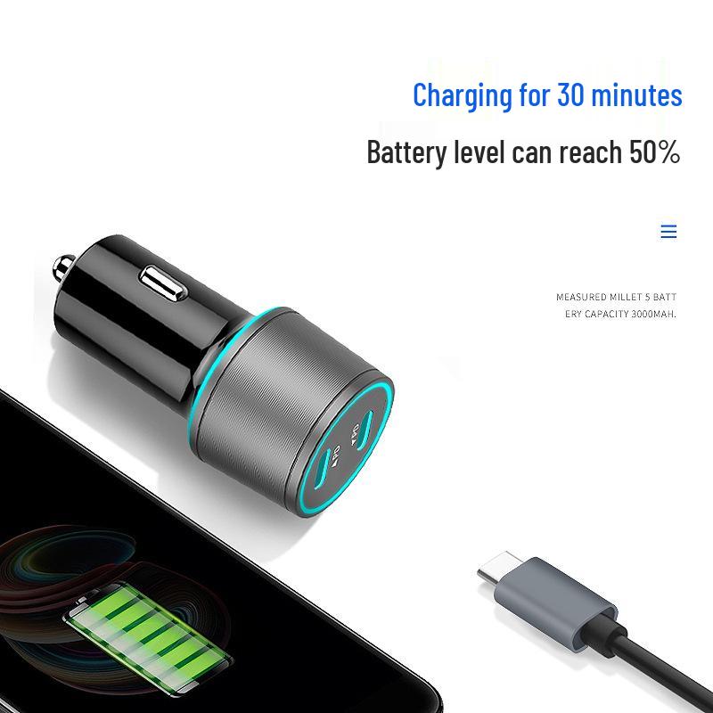 60W Dual Type-C Car Charger for iPhone 15