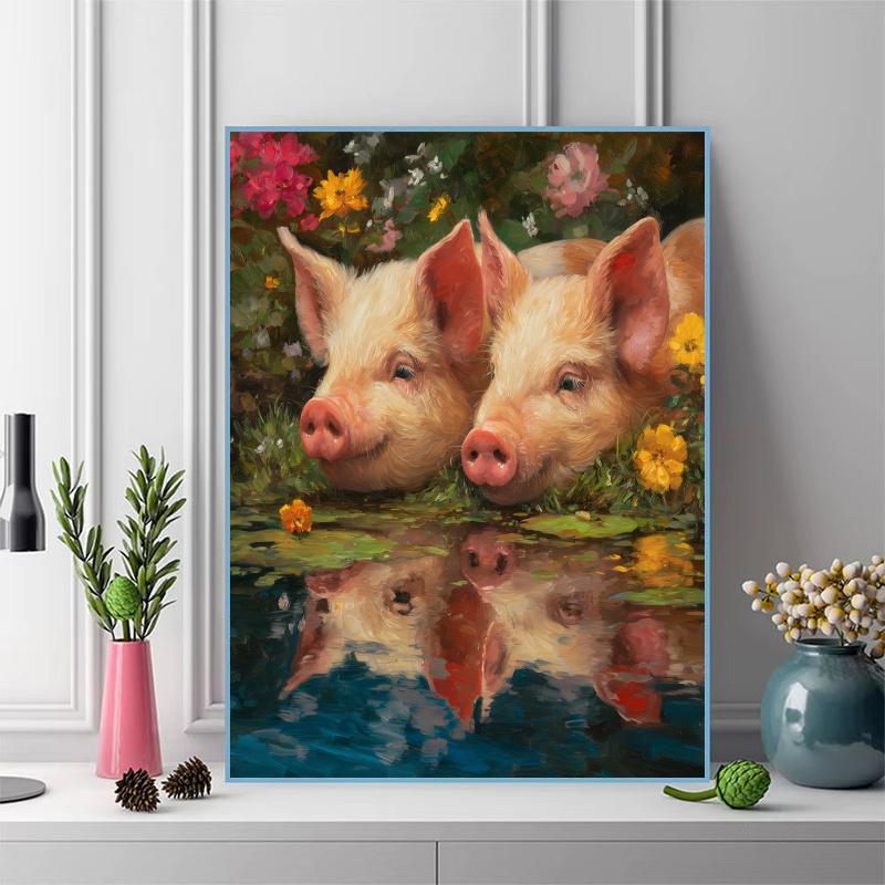 Pig Pattern 3pcs 100% Round Full Drill 5D DIY Diamond Painting Embroidery Cross Stitch Rhinestone Décor
