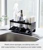 Yamazaki Tower Sponge Rack with Draining Function, Black, 25cm W x 10cm D x 9.5cm H, Sponge & Bottle Holder, 5017