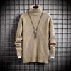 Mens Thickened High Neck Knit Sweater Slim Fit Solid Color Winter Warm Pullover Daily Wear