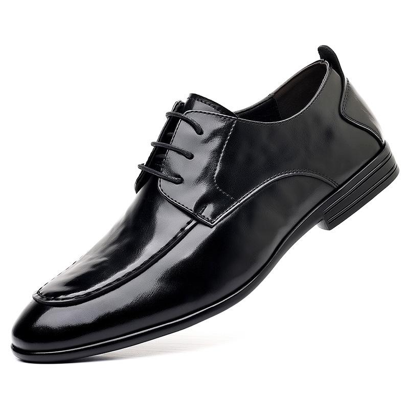 2026 Spring and Autumn New Men's Business Lace-Up Leather Shoes Men's British Pointed Single Shoes Hand Grab Fashion Men's Shoes 1355