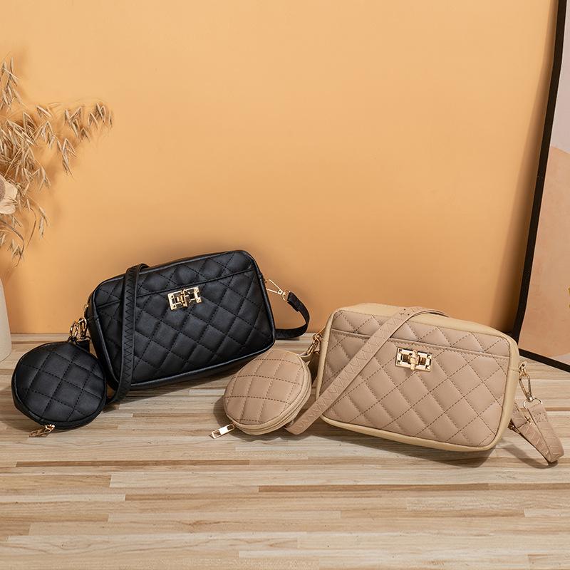Xiaoxiang Style Bag Two Piece Set New Diamond Crossbody Bag Women's Storage Bag Simple Large Capacity Makeup Bag
