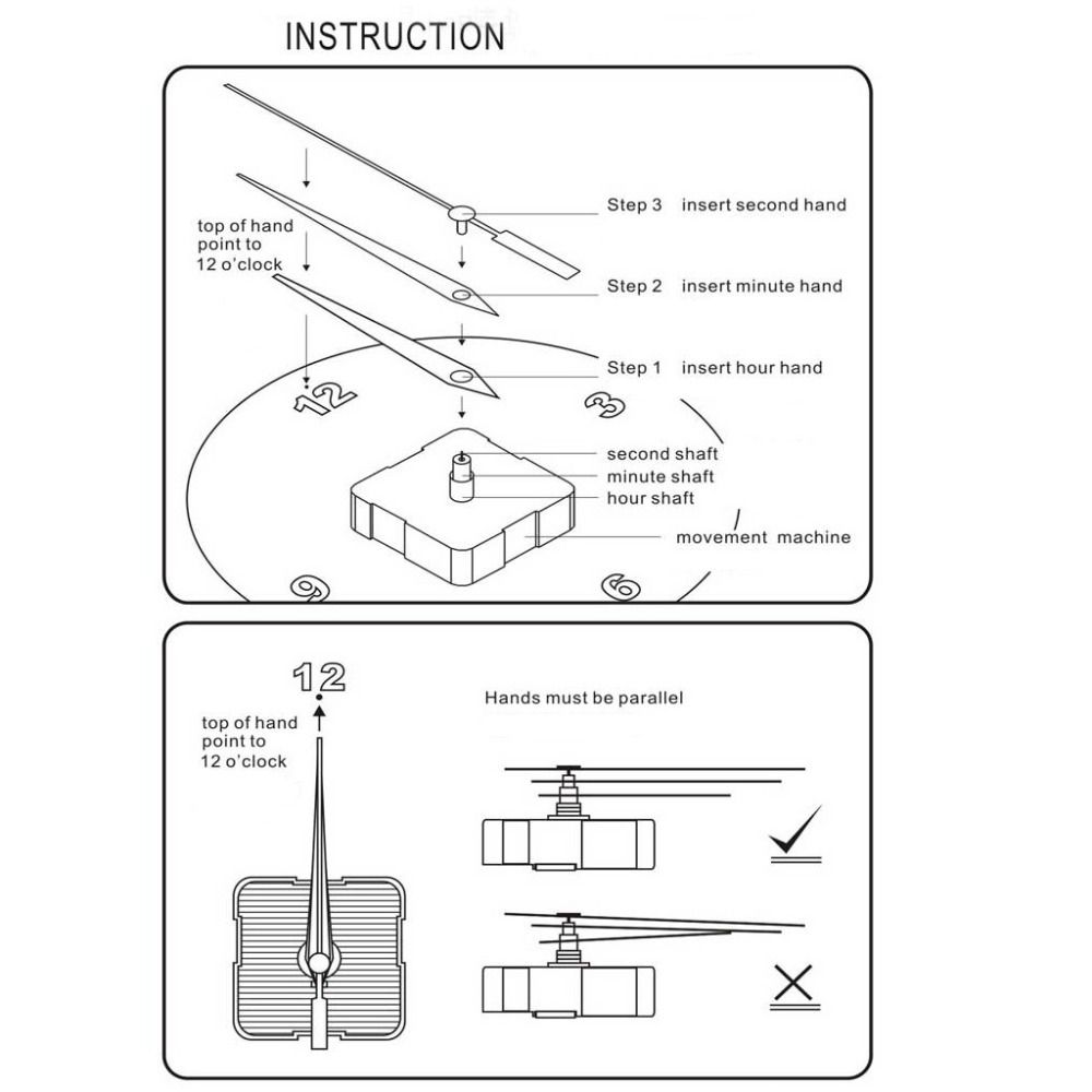6/10/14 Set Mixed Pattern Clock Hands DIY Accessories Clock Parts Hour/Minute/Second Pointer
