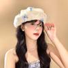 Three-dimensional Butterfly Beret Mesh Women's Beret Fashionable Knitted Hat  Summer