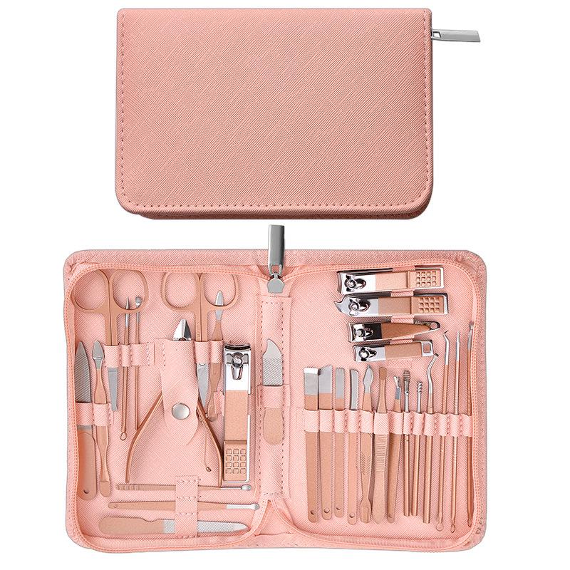 30-Piece Stainless Steel Nail Care Set with Zipper Bag