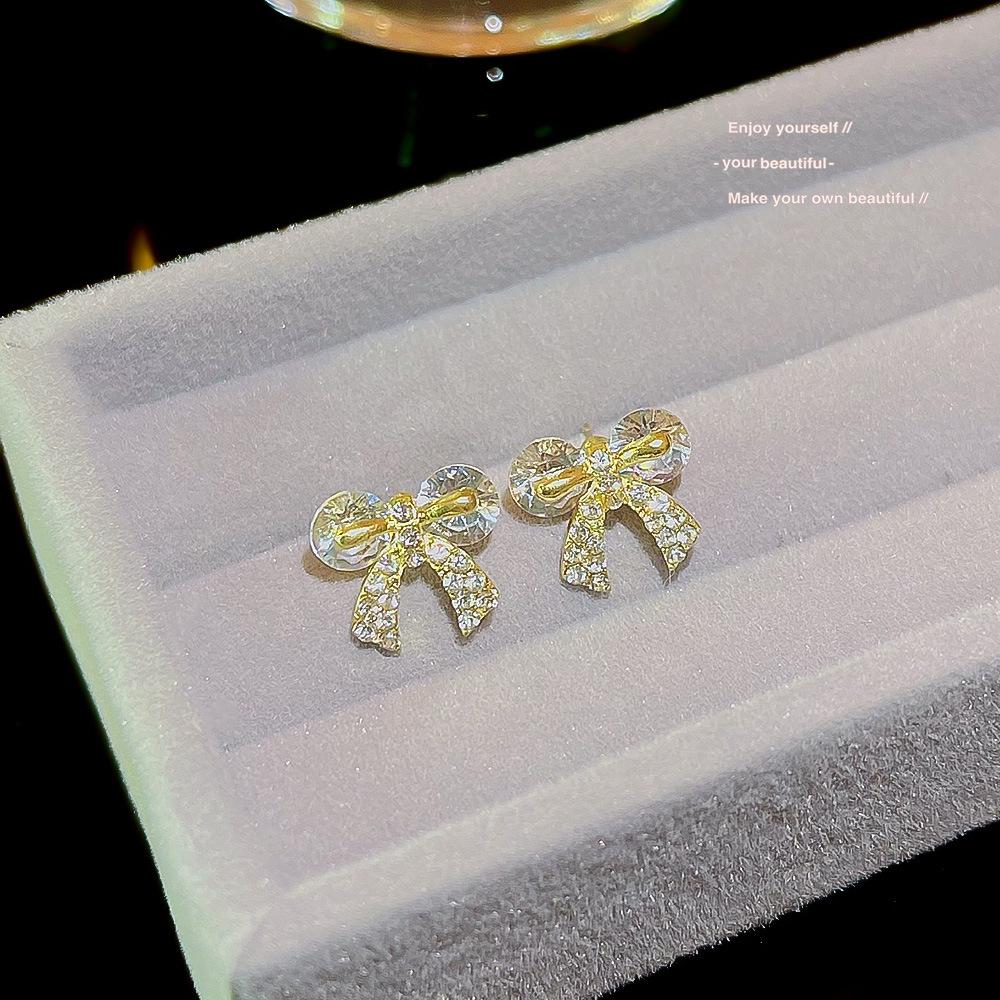 

Elegant 925 Silver French Bow Zircon Stud Earrings for Women
