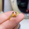 Gemstone Jewelry: 925 Sterling Silver Natural Fanta Stone Rectangular Ring (6x8mm) - Women's Adjustable Open Design