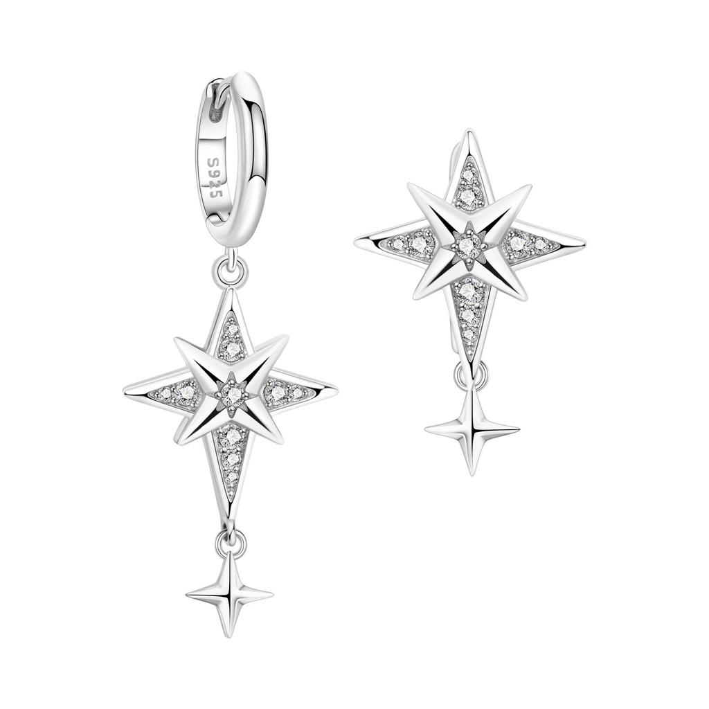 925 Silver Mysterious Star Moon Earrings Jewelry Versatile Hoop Earrings For Women Jewelry Birthday Party Fine Gifts