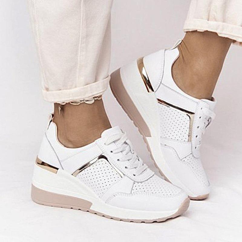 Women's Summer Thick-Soled Lace-Up Mesh Casual Sports Shoes, European Style, Available In Large Sizes.