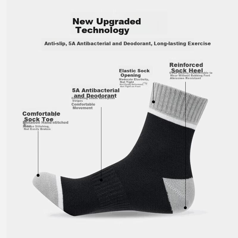 Men's Socks, 100% Pure Cotton, Sweat-Absorbing And Breathable, Durable Mid-Calf Socks, Cotton, And Odor-Resistant Socks