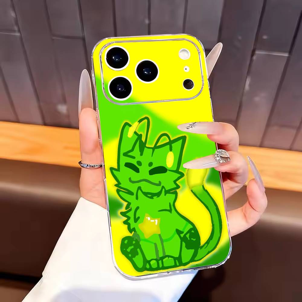 Green alien cat cute Phone Case For iPhone17,16,15,14,13,12,11 Plus,Pro Max Soft Transparent Cover