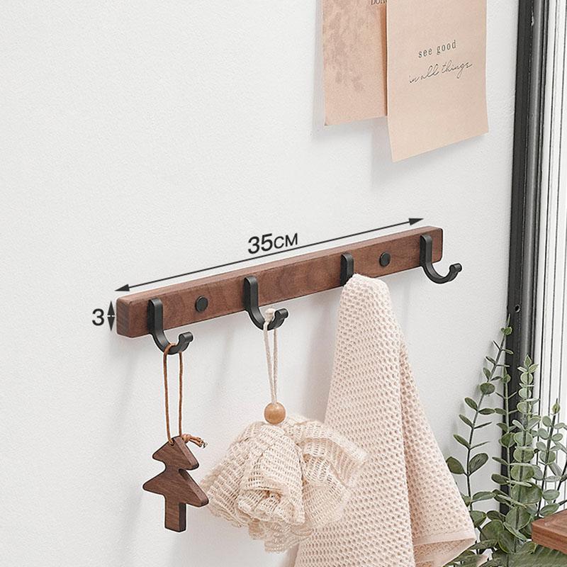 Houten Badkamerhaak Wandmontage Zwart/Wit Toilet Handdoekhaak Kledinghanger Boom Deurhaak Toilet Badkamer Hardware