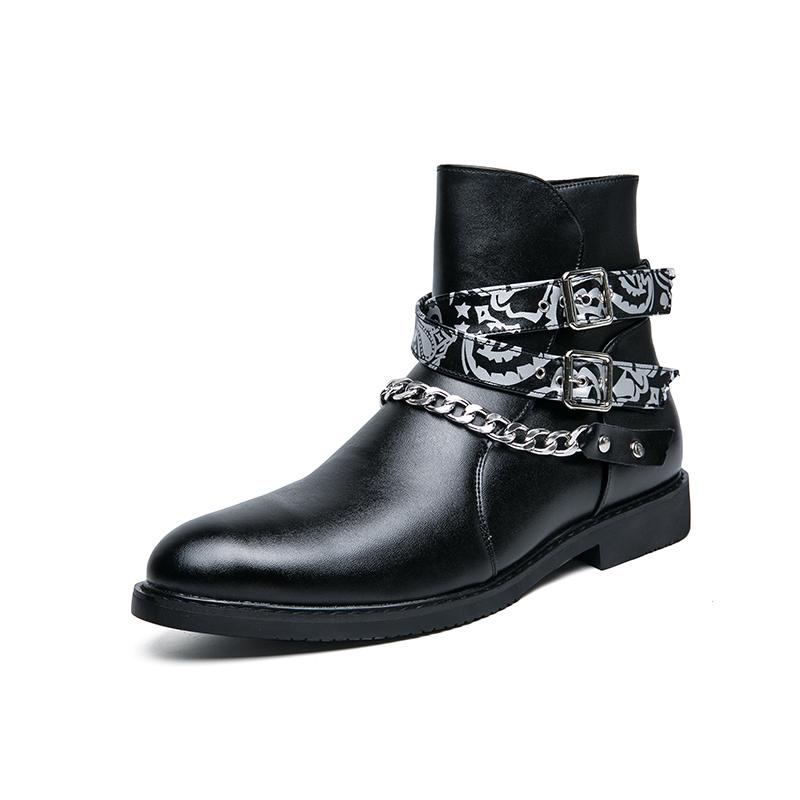 Fashion Men's Casual Sanded Leather Chain Sleeve Ankle Boots High Quality British Style Outdoor Office Working Men's Winter Boots