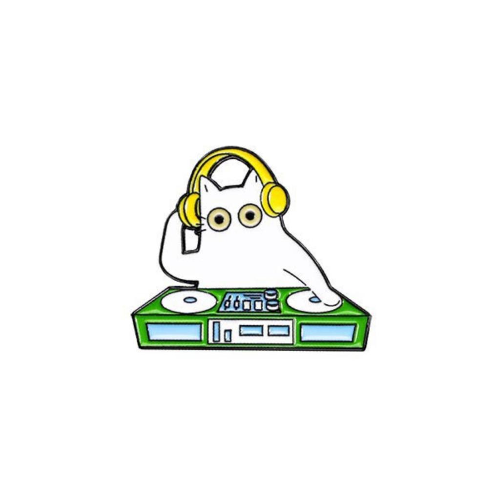 Cartoon Music Bass Guitar Cat Brooch Women Men Accessories Jewelry Gifts for Kids Students
