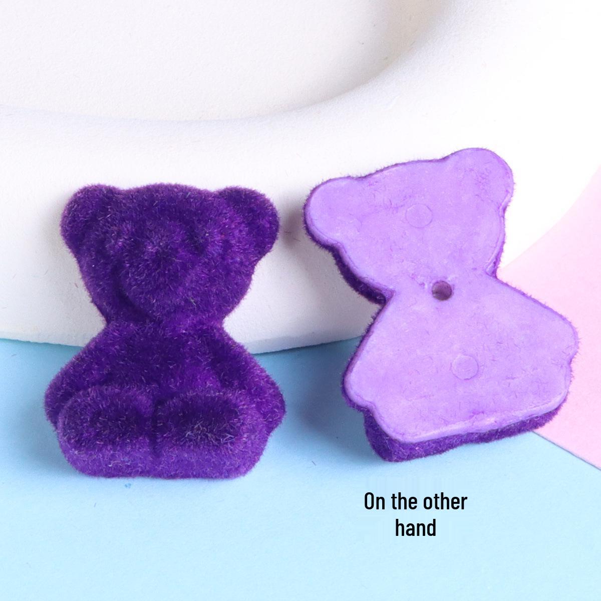 Korean 22mm Plush Flocking 3D Bear Hair Clip & Phone Case Accessories фиолетовый