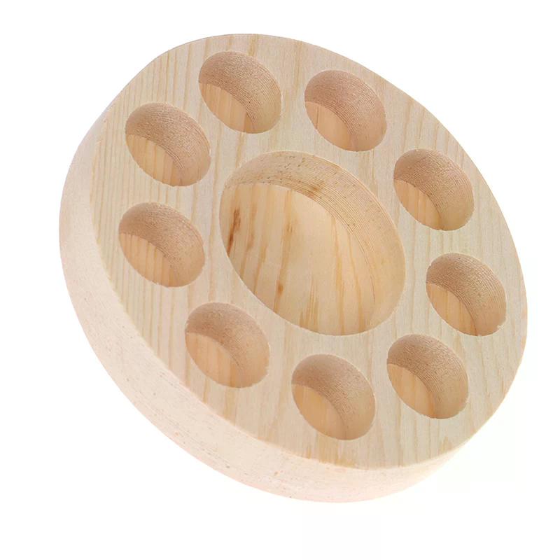 Round Wooden Essential Oil Display Stand 10 Slot Organizer Shelf Rack For Home Decor And Wellness Accessories