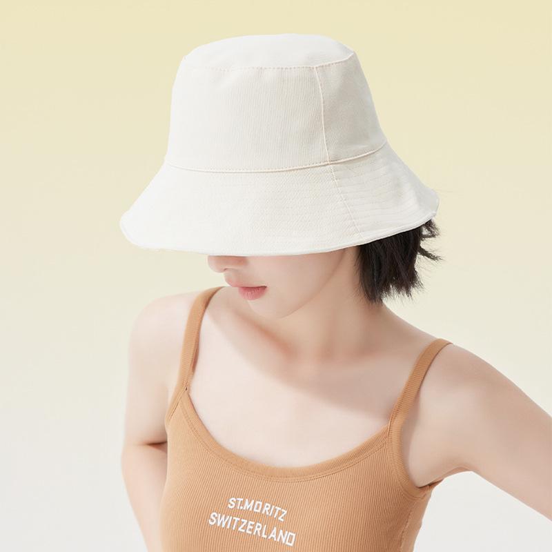 Plaid Wide-brimmed Bucket Hat Women's Summer Big Brim Showing Face Small Sun Hat Sun Protection Hat Basin Hat