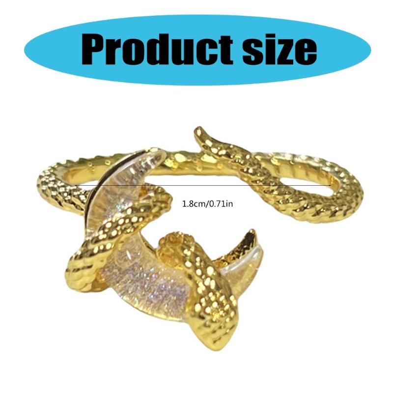 Fashionable Snake Inspire Open Rings with Moon Accent Portable Accessory for Versatile Casual Wear Stylish Outfits