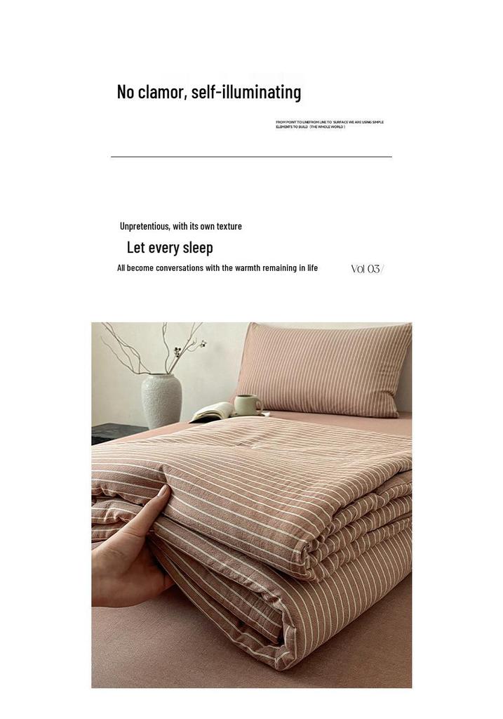 Class A Yarn-Dyed Striped Cotton Quilt - Machine Washable, Breathable, Skin-Friendly Summer Blanket