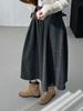 Blogger's Designer Style: Korean Retro Wool Blend A-Line Midi Skirt (Gray, E9278)