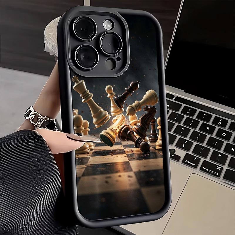 

Чехол для телефона iPhone 17 Air 16E 15 16 Pro Max Игровой чехол Шахматная партия 14 Plus 13 12 Mini Мягкий силиконовый чехол Fundas iPhone 14