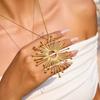 Design vacation style 18K gold sun hollow pendant necklace jewelry