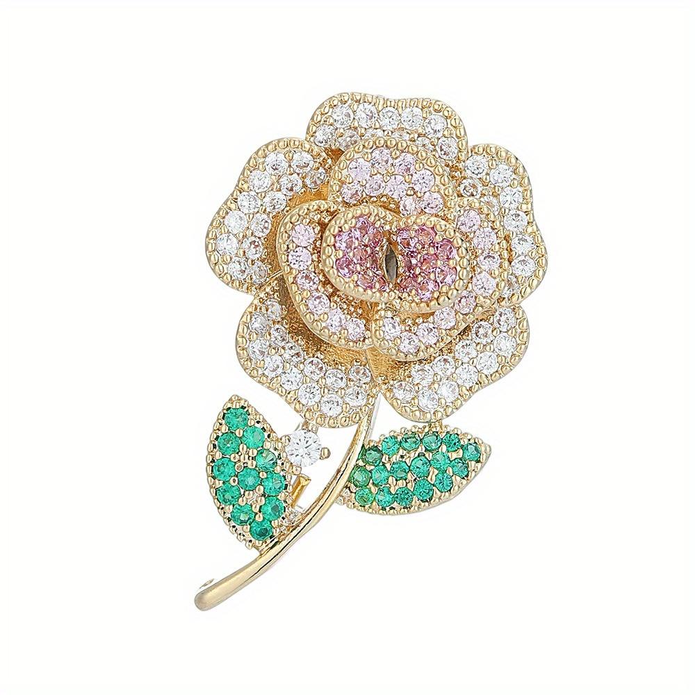 

1pc Small Rose Flower Brooch Pin, Stylish Minimalist Elegant High-End Light Luxury Fashion Accessory for Hats, Clothes & Bags - Unique Gift золотистый