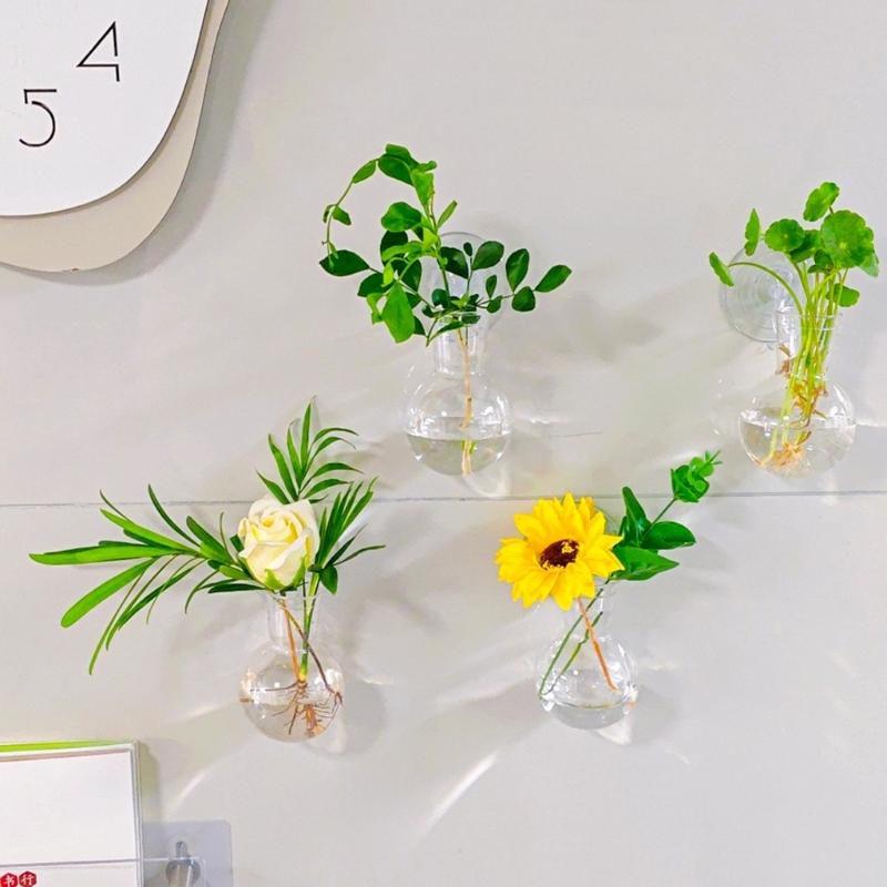 Set aus 2/4 Hängenden Acryl-Hydrokultur-Pflanzgefäßen, Blumenvasen mit Saughaken für Wohnungen, Bürofensterdekorationen