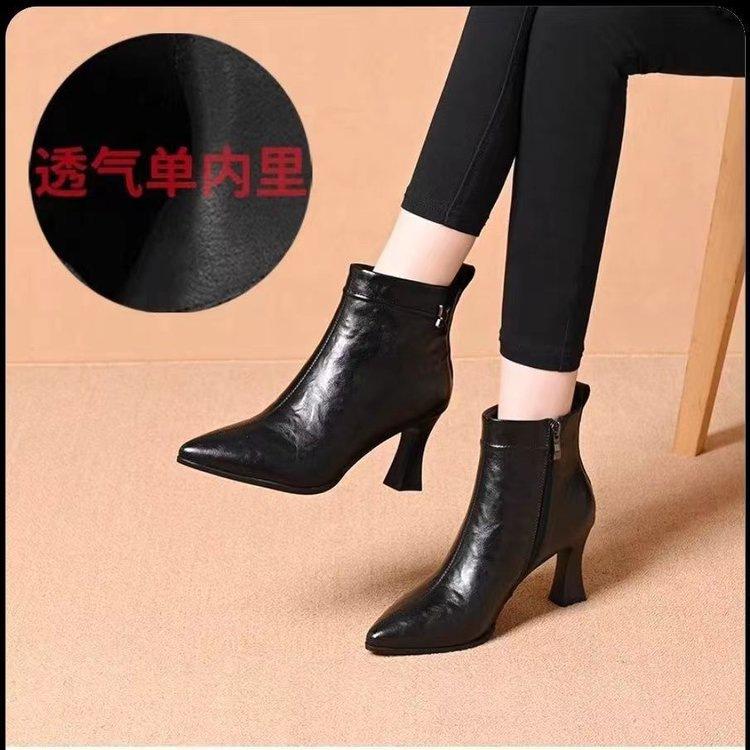 New Short Boots In Autumn and Winter, Thin Boots, Velvet Warm Martin Boots, Thick Heel Single Boots
