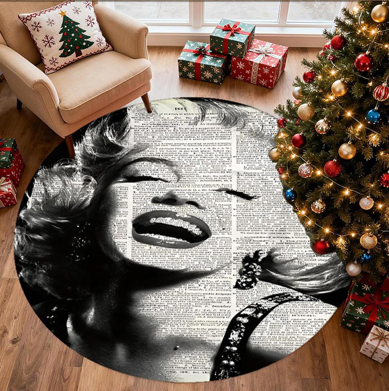 Marilyn Monroe Patroon Rond Tapijt, Binnen/Buiten Mat, voor Picknick, Speelkamer, Slaapkamer, Kantoor, Woonkamer, Huisdecoratie Tapijt, Verjaardagscadeau