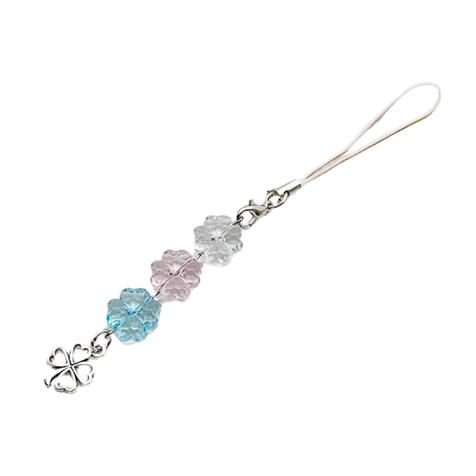 

Цветной акриловый ремешок для телефона с бусинами, четырехлистный клевер/тюльпан, брелок-подвеска, универсальный шарм для телефонов и сумок 5