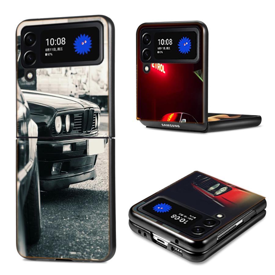 Car for B- Bmwes-S E30 Phone Case For Samsung Z Flip 7 6 5G Galaxy Z Flip4 Z Flip5 Z Flip3 Coque Black Hard PC Shell Protective