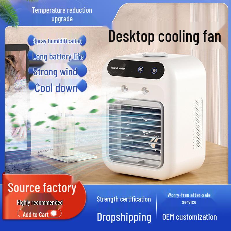 Portable Mini Desktop Cooling Fan - Mobile Air Conditioner for Dorm Rooms, Compact Cold Air Fan for Students