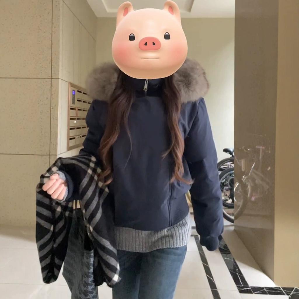 Design Sense Oblique Placket Winter Hair Collar Pie Overcomes Cotton Clothing Women's Short Cotton Jacket Thickened Jacket