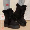 Women's Winter Warm Fur Snow Boots Lace Up Fluffy Plush Platform Ankle Boots for Women Thick Bottom Non Slip Cotton Padded Shoes