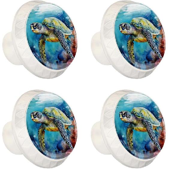 4 шт. Белые ручки для шкафа, плавающая черепаха, стеклянные ручки, круглые ручки для ящиков, ручки для комода, фурнитура для шкафа, ручки для кухонного шкафа для ящиков комода Multicolored 15