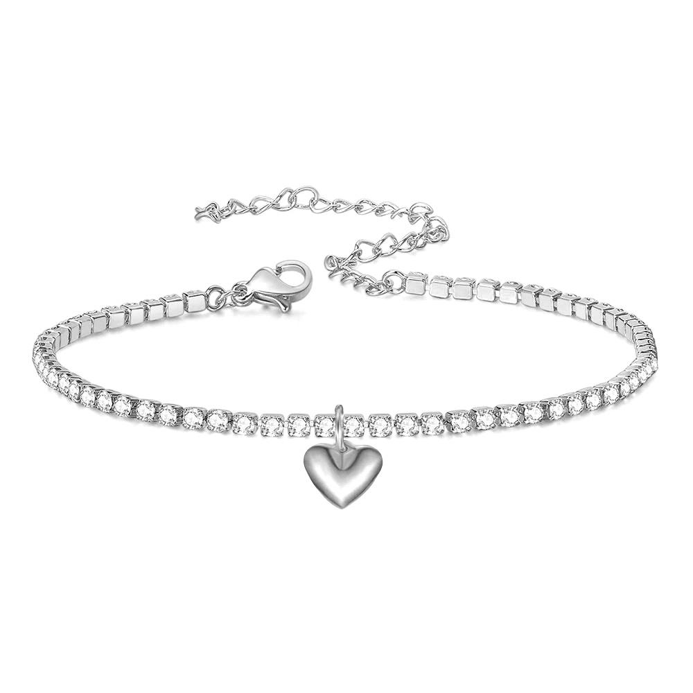 Punk 2mm Iced Out Tennis Chain Bracelet Female Gold Silver Color Stainless Steel Cubic Zirconia Bracelets for Women Jewelry Gift