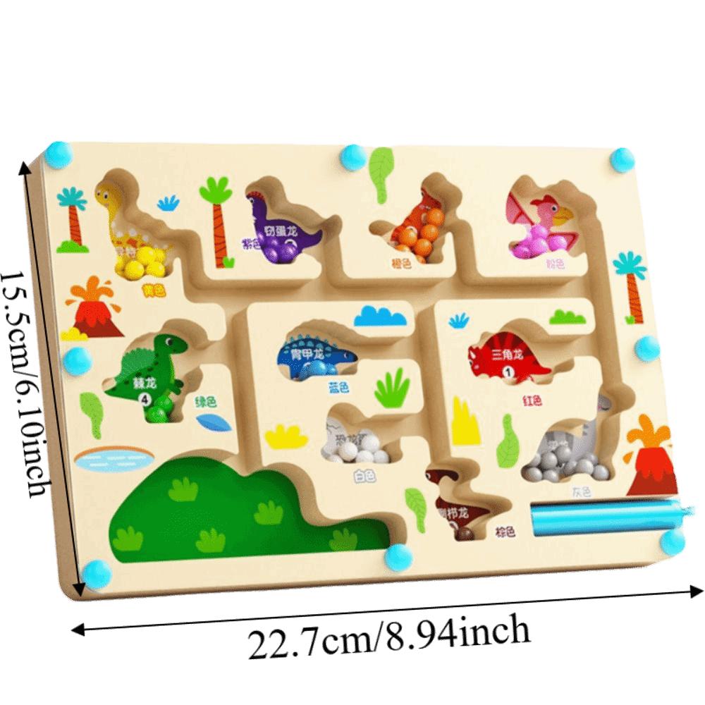 Wooden Board Magnetic Color Sorting Maze Magnetic Beads Montessori Wooden Puzzle  For Boys Girls