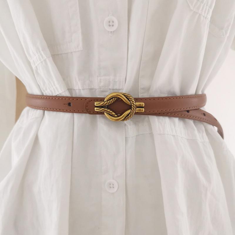 Retro Minimalist Womens Belt Metal Buckle Fashion Dress Decoration Waist Belt