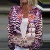 Women's Fashion Printed Long Sleeve Knitted Cardigan Button Down Jacket