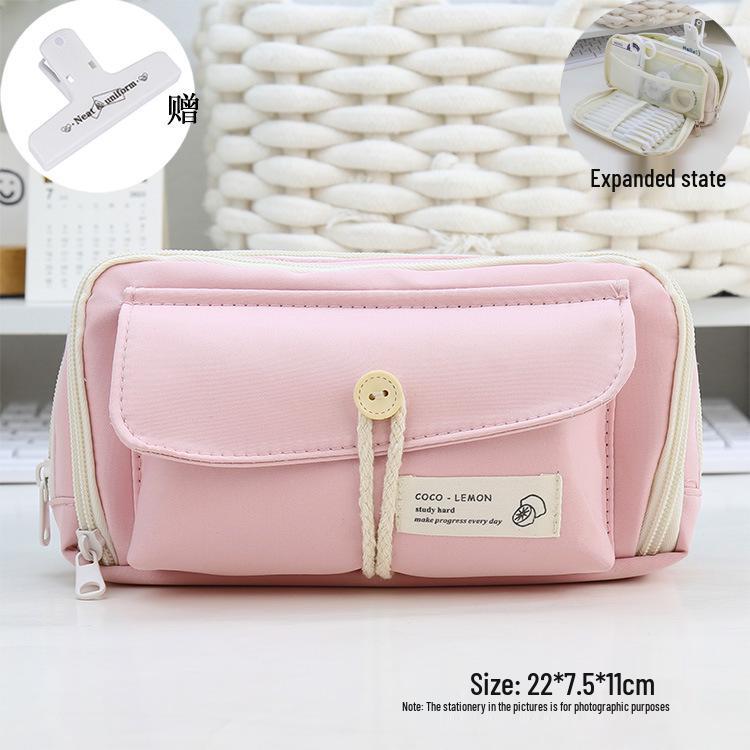 Japanese Style Cotton Rope Pencil Case - Large Capacity for Junior & Senior High School Students