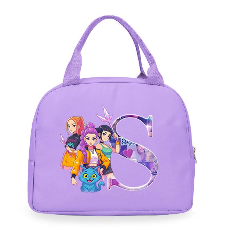 Trend Kpop Anime Cartoon Peripheral 26 Letter Printing Bento Bag Commuter Portable Lunch Box Bag