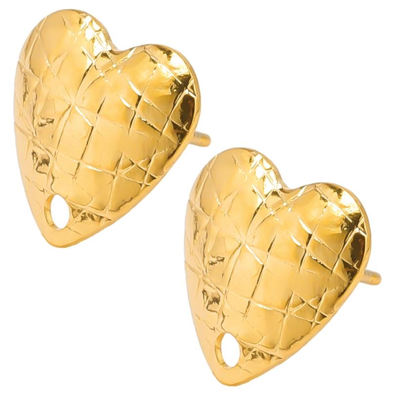 Never Fade Gold Color Earrings With Earplug Round Heart Shell Fashion Jewelry Stainless Steel Earrings For Women Men Accessories