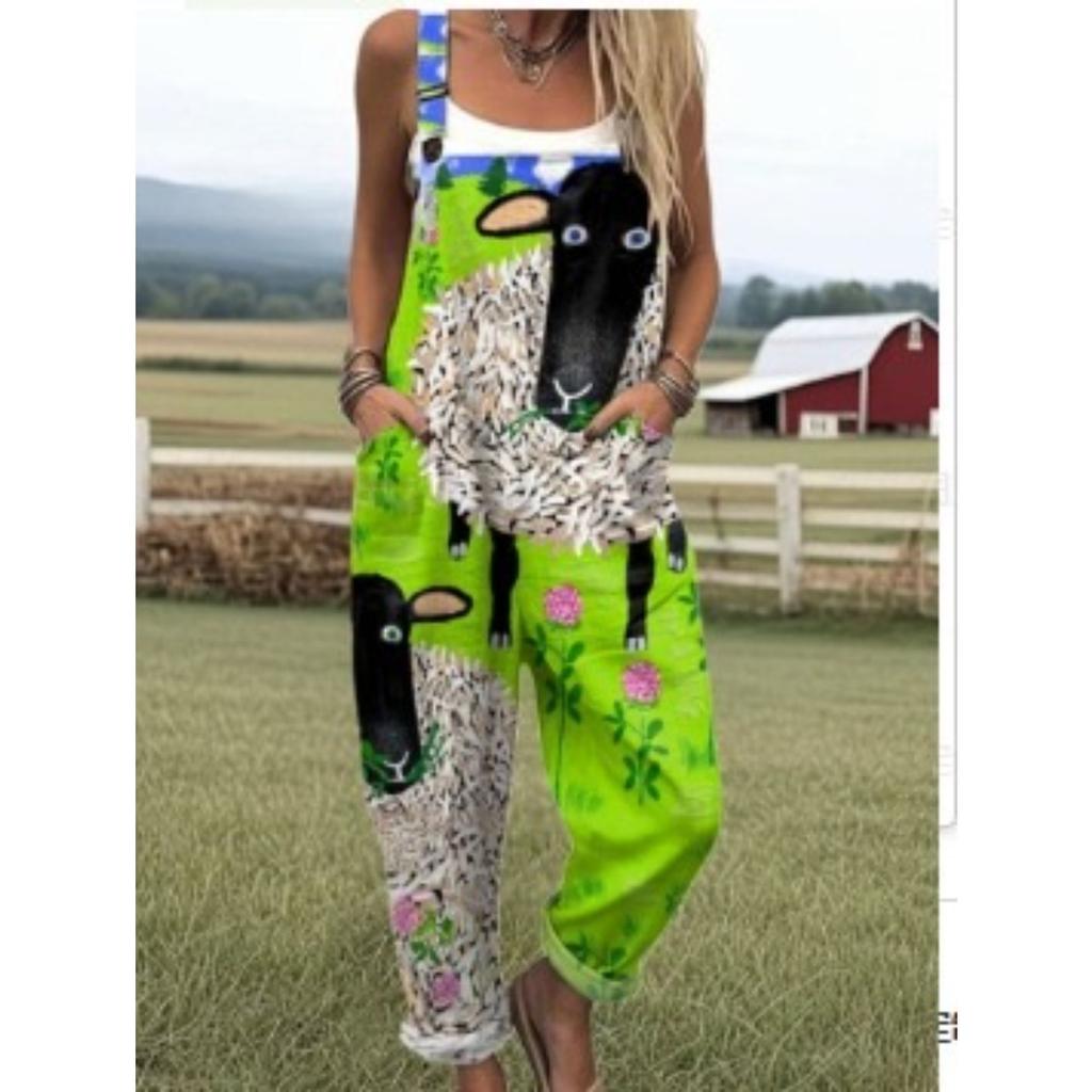 VIONA Modischer Jumpsuit, Geknöpfter Latzhose Casual Jumpsuit, Digital 3D Bedruckter Jumpsuit, Sommer Leichte Baumwolle Overalls