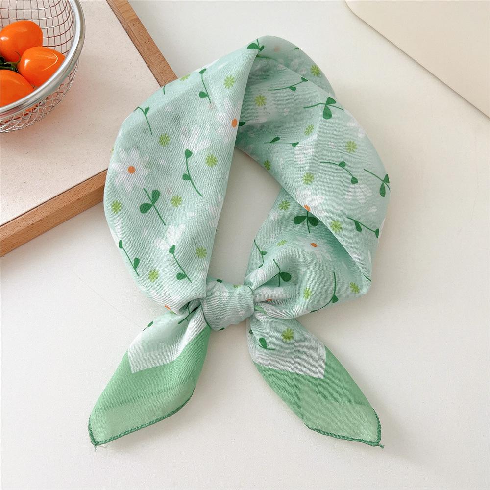 58cm Ladies Cotton Linen Handkerchief Neck Scarves Women Square Wraps Fresh Bandana Head Scarfs Small Neckerchief Bag Scarf